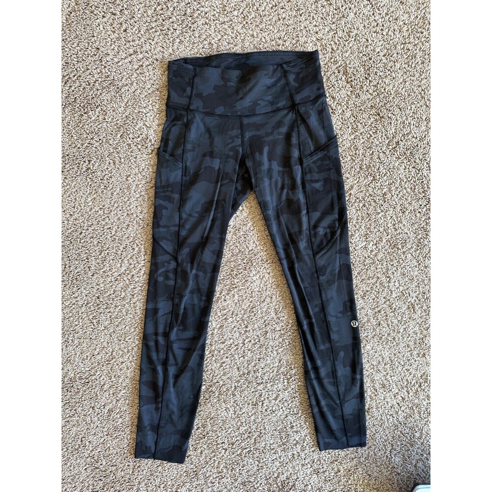 Lululemon Fast Free HR Crop 19” Size 6 Incognito Camo Multi Grey